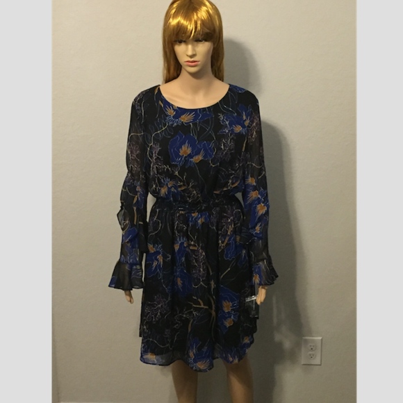 INC Casual Sleeve Floral Tiered Sleeve Sheer Dress - Picture 2 of 8